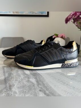 Roberto Cavalli Sport Black Leather Fashion Sneakers
